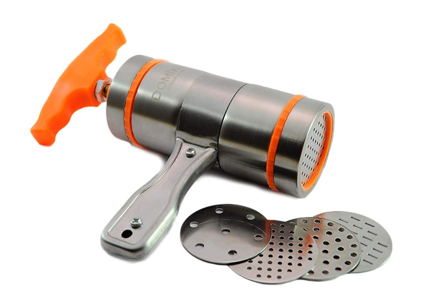 DOMIKIT Stainless Steel Manual Noodle Maker Pastas Making Machine Presse Spaetzle Maker Fruits Juicer Including 5 Different Molds