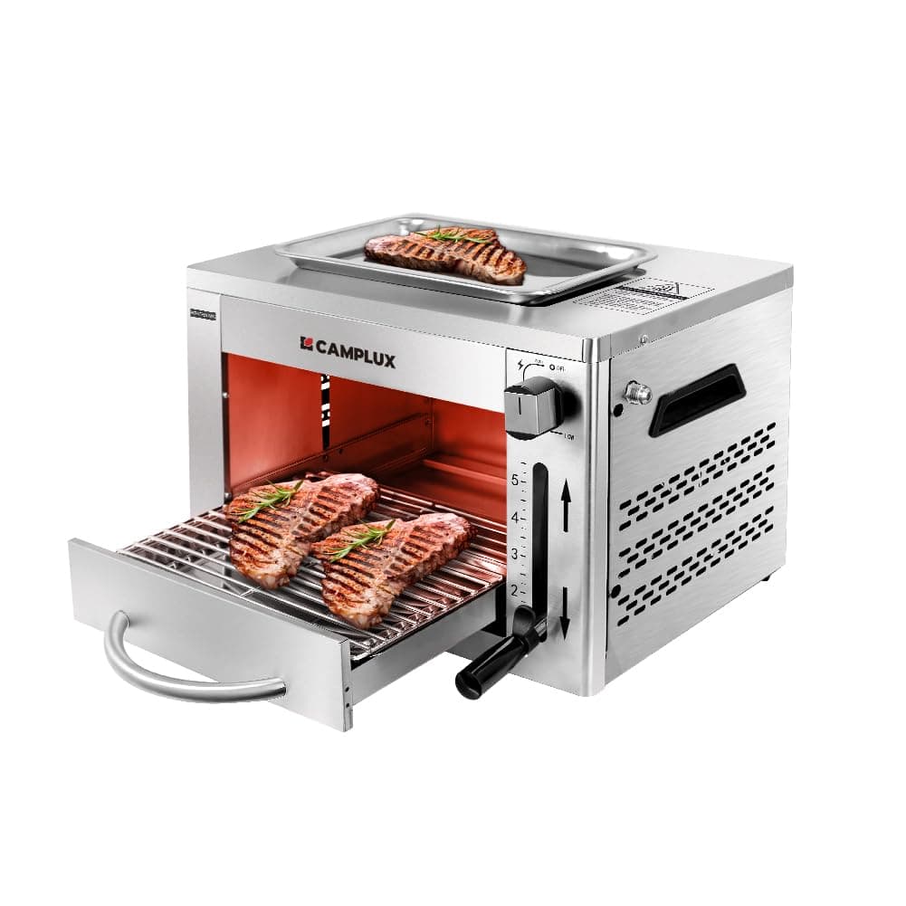 Camplux Propane Infrared Steak Grill,1600℉ Fast Efficient Heating Outdoor Portable Gas Grill with Vertical Cooking,Stainless Steel Single Burner Propane Gas Grill,Perfect for Steak,Ribeyes,Picnic,BBQ