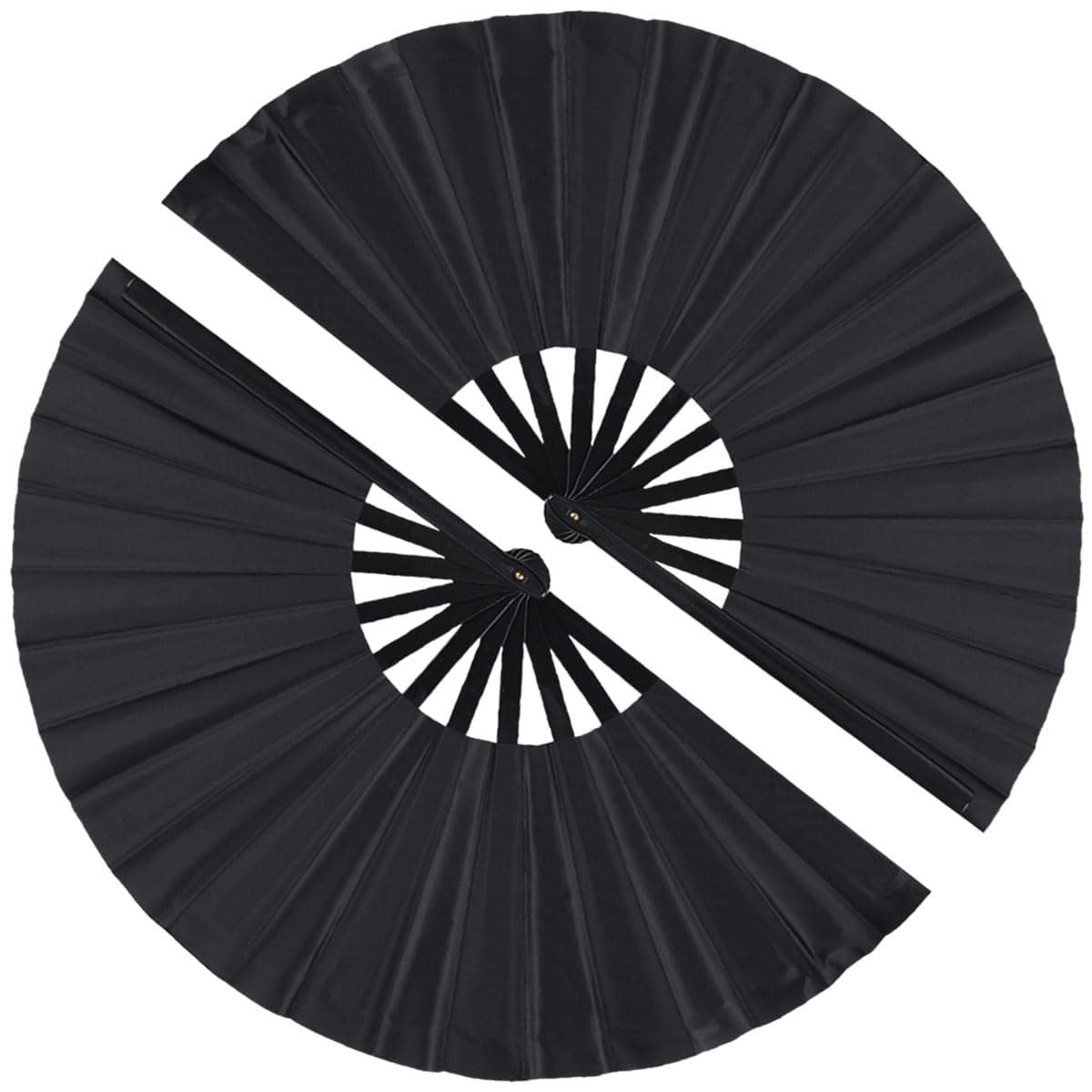 Minelife 2 Pack Large Folding Hand Fan, Nylon-Cloth Vintage Retro Fabric Fans, Chinese Kung Fu Tai Chi Hand Fan for Men/Women, Festival, Dance, Gift, Performance, Decorations (Black)