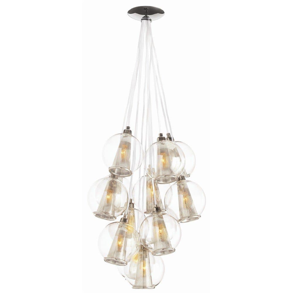 Arteriors DK89921 - Fixed Small Glass Cluster - 13 Light - 6 in. Globes - Polished Nickel/Clear Glass Finish - Caviar Collection