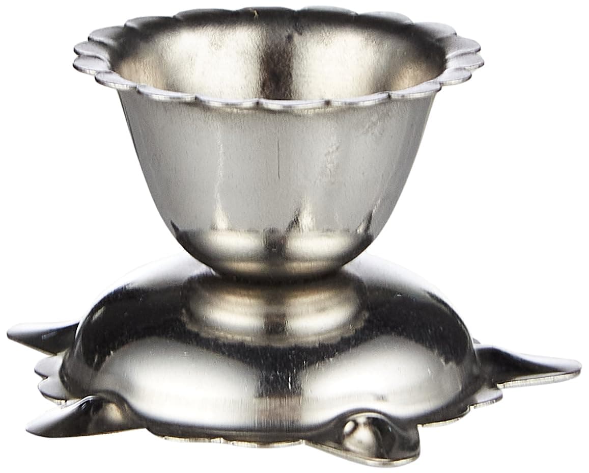 Raj Steel Indian Deepak Diya, 3 SM , Silver, SD0003, Vilakku , Oil Lamp , Pooja Accessories ,Diwali Home Décor