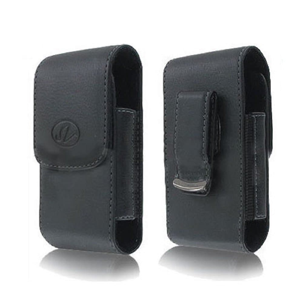 Cell Phone Case for Plum Gator 4 Black Leather Look Vertical Stylish Luxury Pouch Bag with Belt Clip