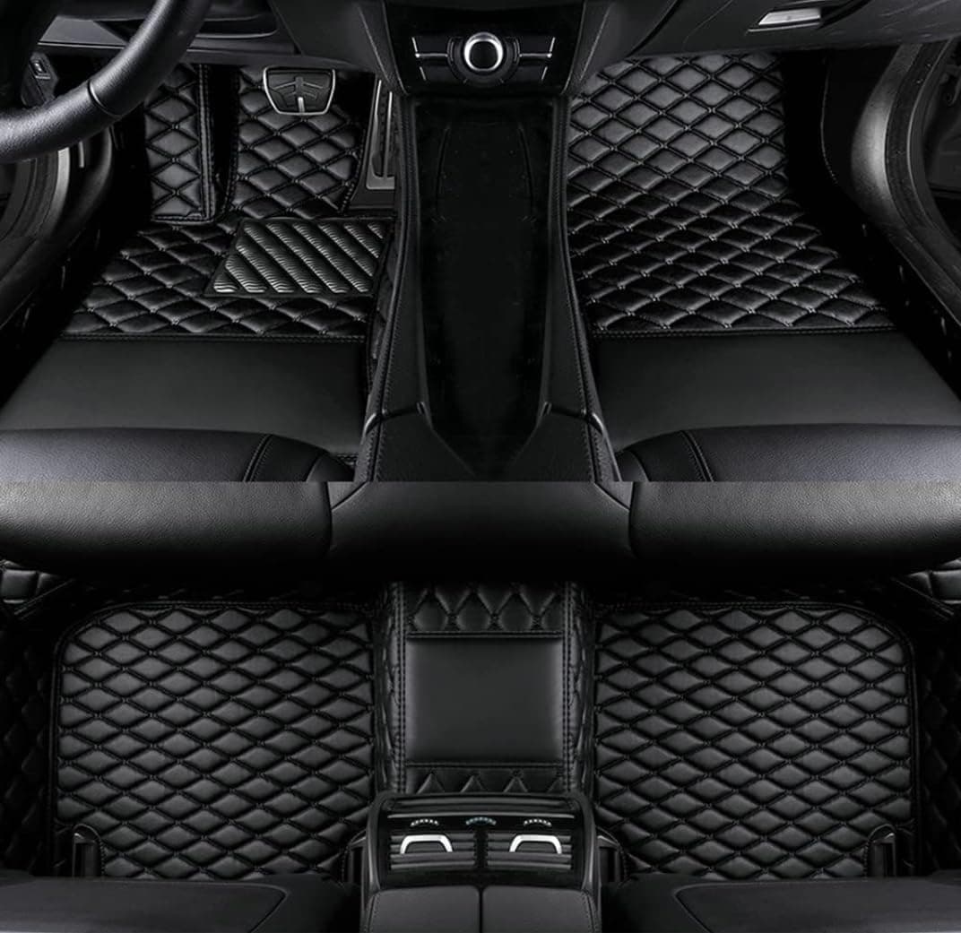 Custom car Floor mats Suitable for 99% car Truck SUV,car mats All Weather Personalized,Full Coverage Luxury Car Mats, Anti-Slip Leather Floor mats. (Pure Black)
