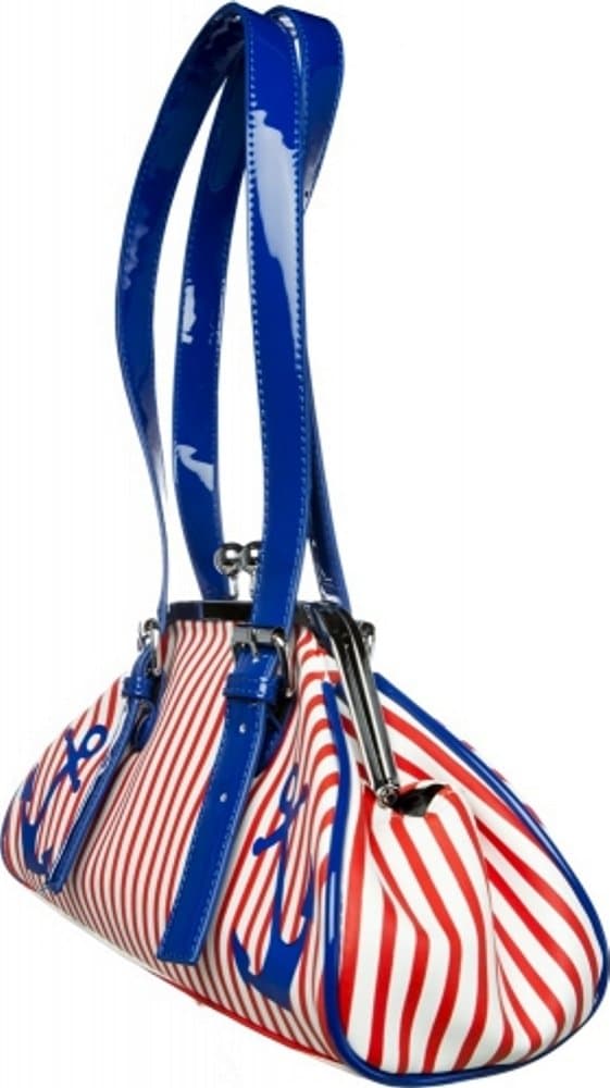 Red & White Striped with Blue Anchors"First Mate" Purse from Sourpuss Clothing, Multi- Colored, One Size