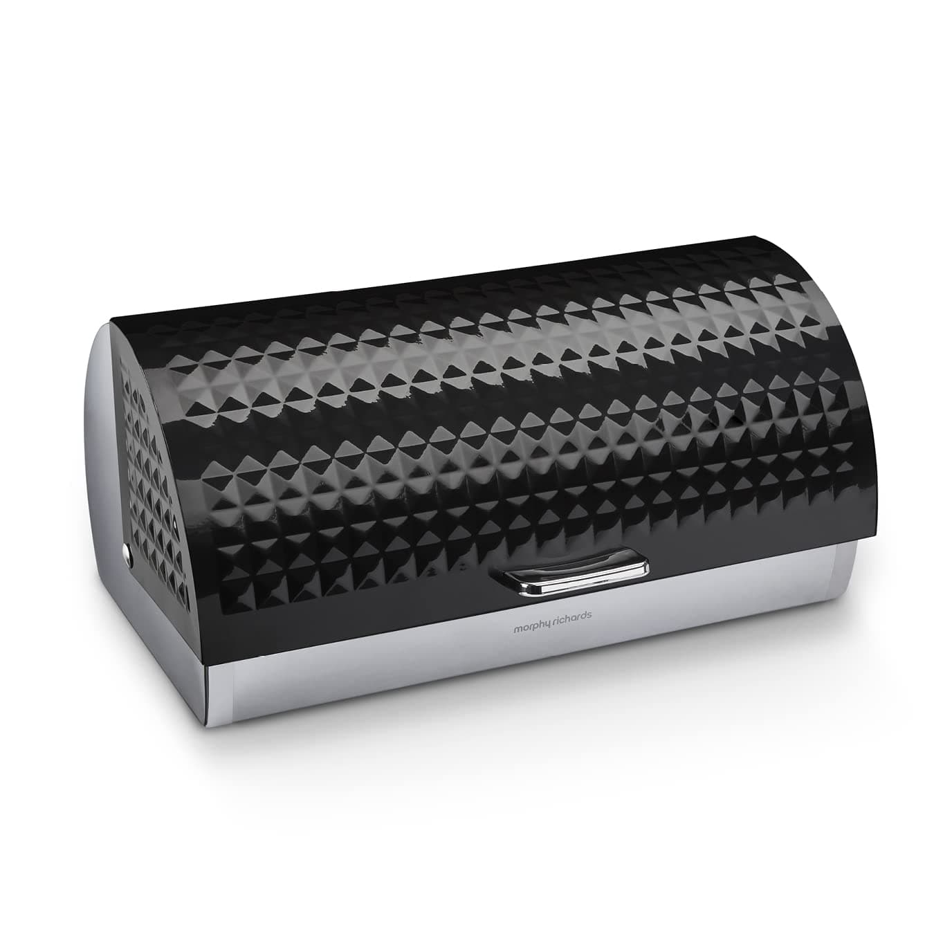 Morphy Richards 978050 Dimensions Roll Top Bread Bin with Stainless Steel Body, Black, Large