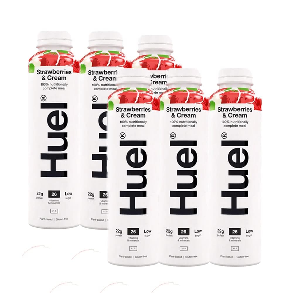 Huel Ready To Drink Nutritionally Complete Meal Strawberries & Cream Flavour Plant-Based Gluten-Free (6 x 500ml)