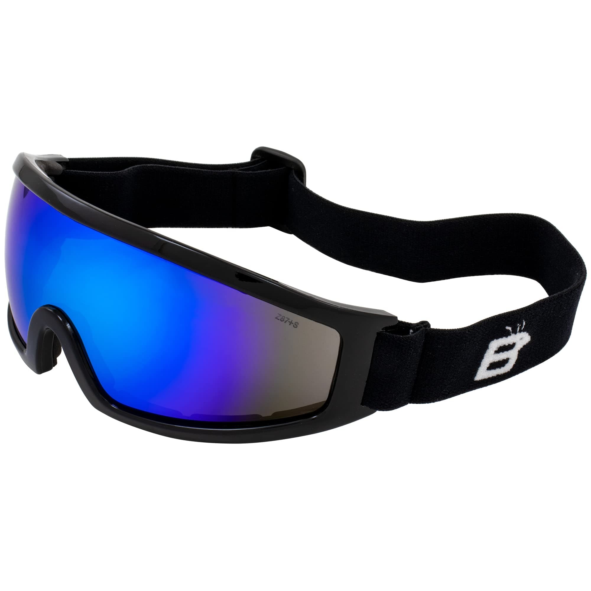 Eyewear Robin Sport Skydiving Snowboarding Motorcycle Riding Goggles Black Frame with Blue Mirror Lens