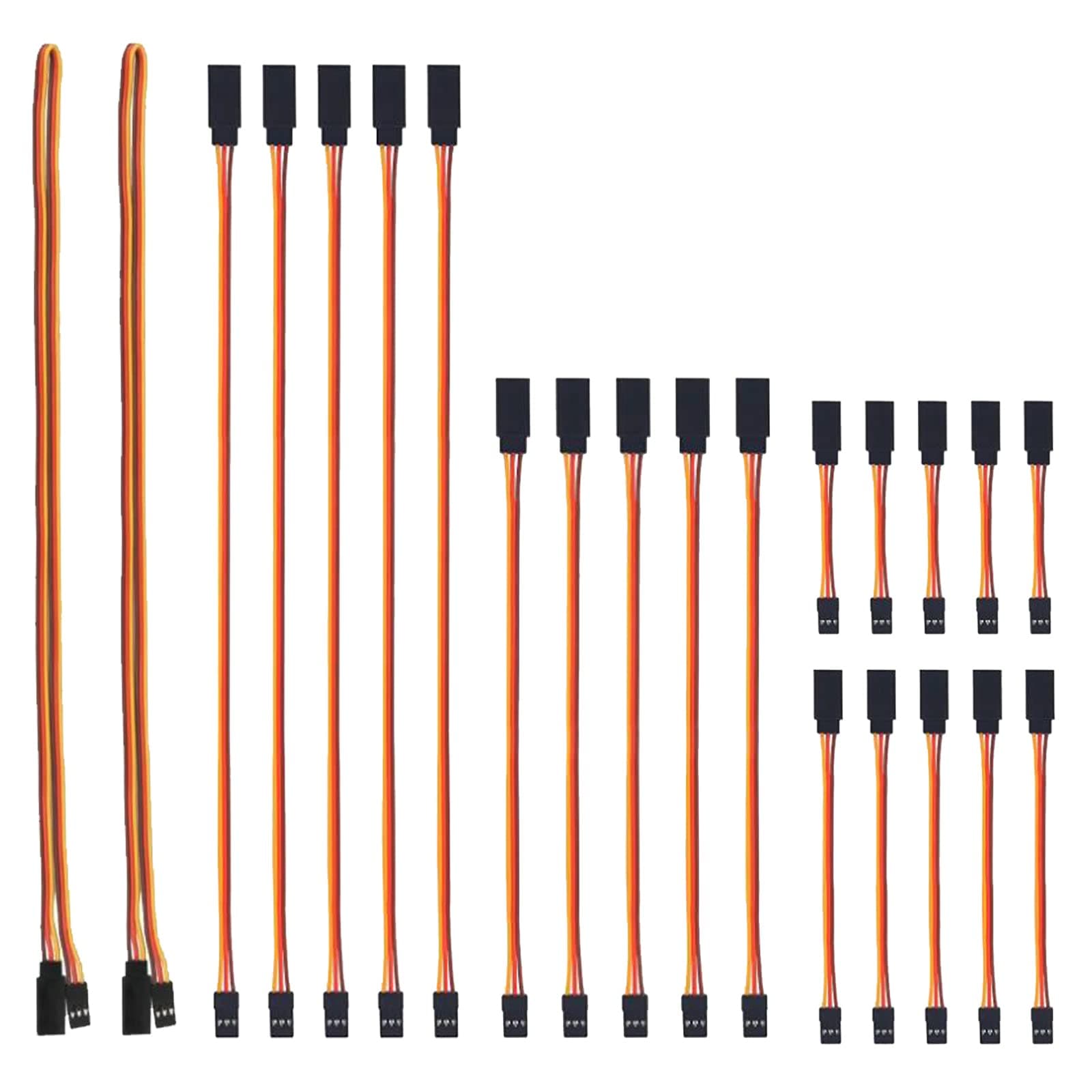 22pcs 3Pin Servo Extension Cable Cord Male to Female Wire Connectors 5 Types for Servo Extension Connection Control Board Remote Control Parts