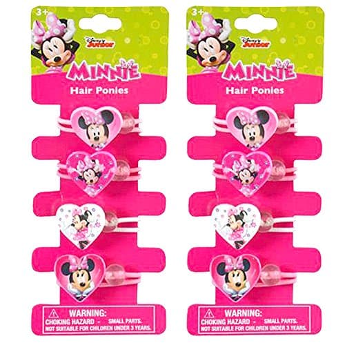 Hair Ponies Elastic Disney Ponytails Holders (8 ct Minnie Mouse (Heart Shape))
