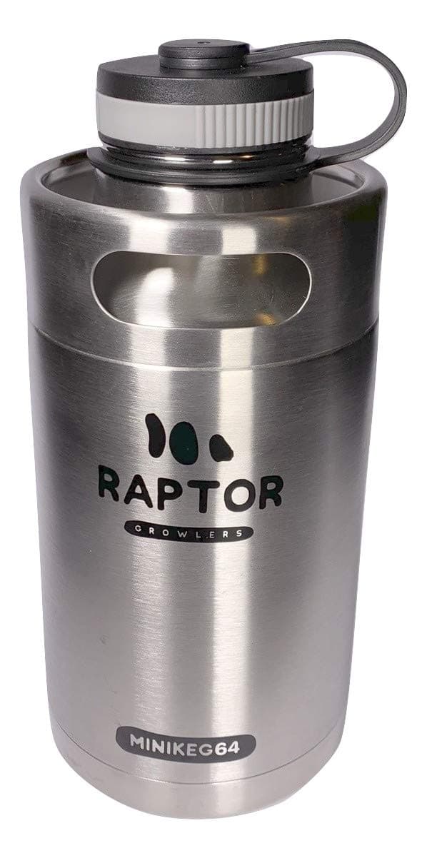 Raptor Growlers MiniKeg 64 Vacuum Insulated Stainless Steel Growler with Double Wall (Stainless Steel)