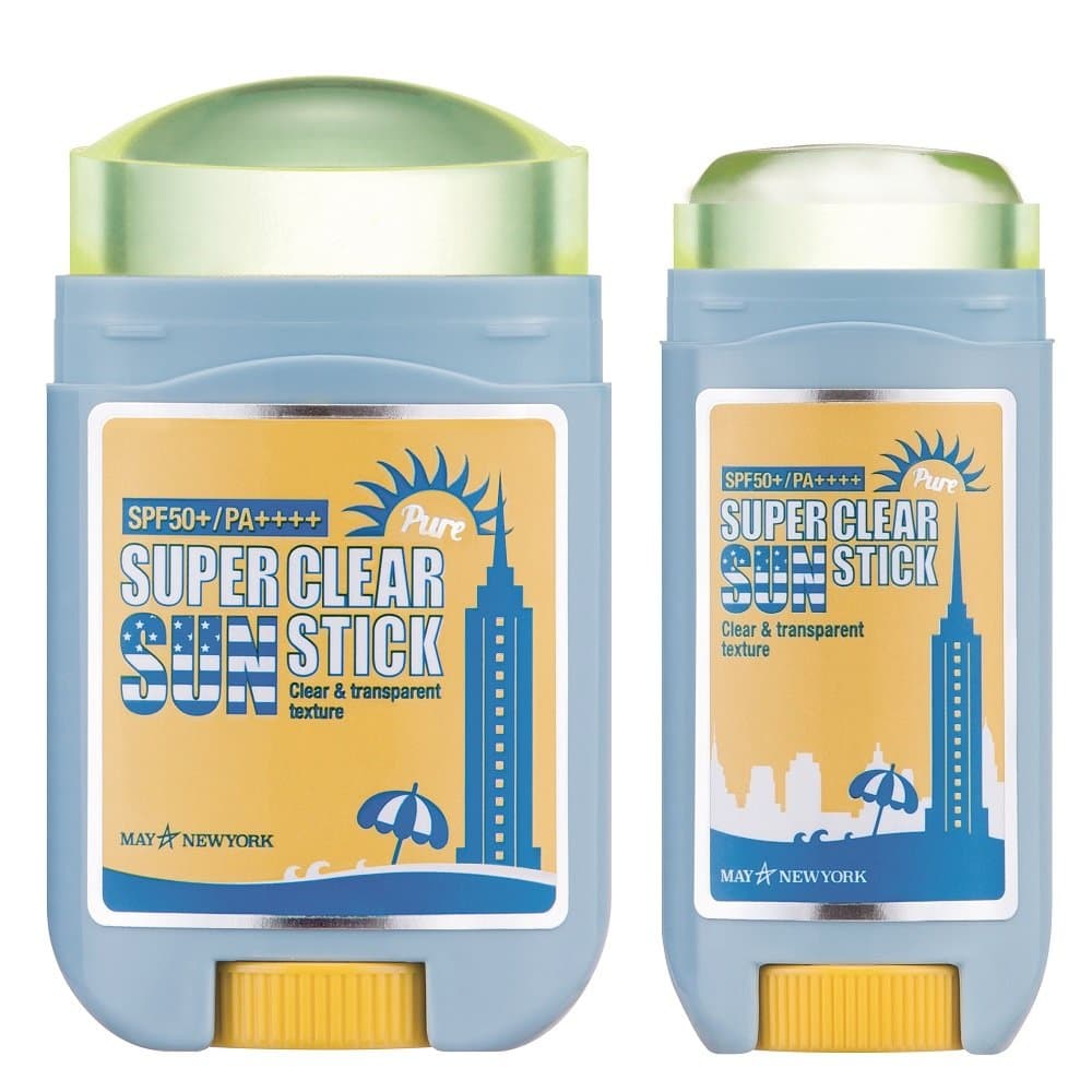 May NewYork Sunscreen Stick x2PACK Super Clear Pure Sunstick SPF50+ PA++++ - Convenient Stick Type Defense Against UV Rays and Sunburn - Water and Sweat Proof/Easy Glide on Skin (0.60oz+0.77oz) …