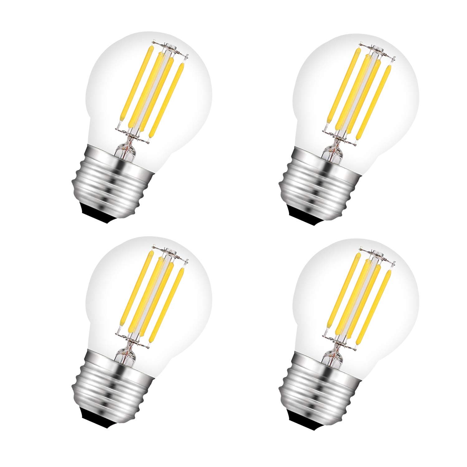 G45 E27 LED Filament Bulb 4W 450Lm 40W Equivalent Vintage Glass Mini Globe Bulb Non Dimmable Soft White 2700K 4 Pack