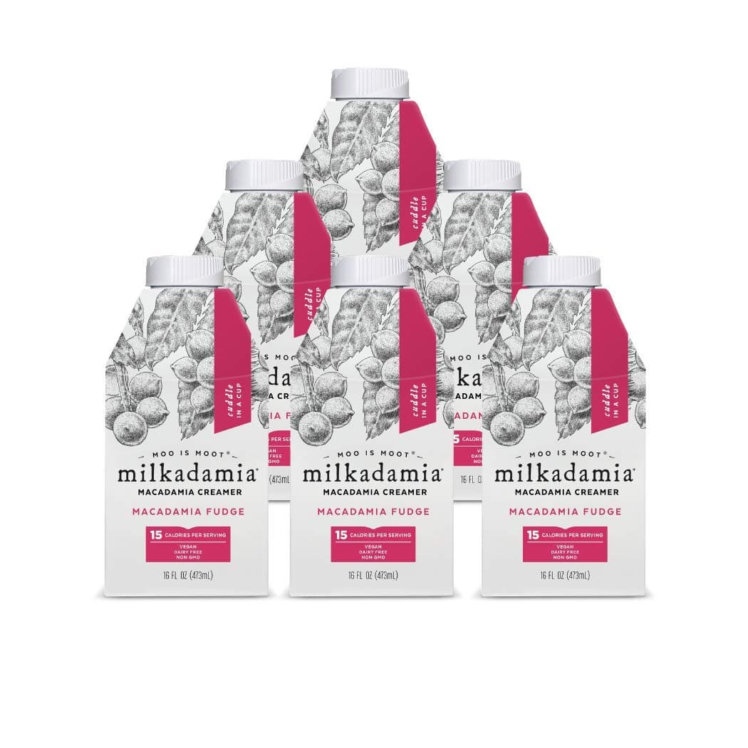 Milkadamia Fudge Creamer - Dairy Free & Vegan Coffee Creamer From Raw Macadamias & Coconut Cream - 16 Oz (Pack Of 6), 16 Fl Oz (Pack of 6)