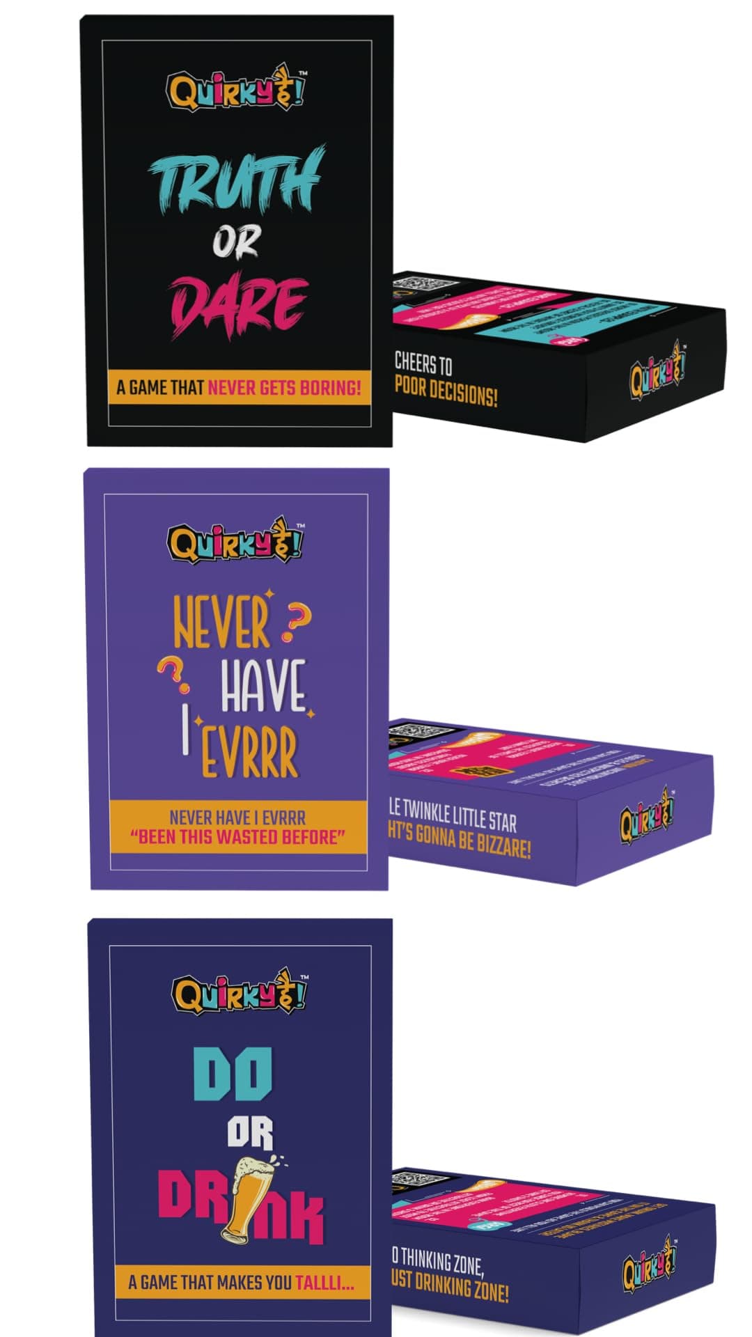 DO OR Drink - Never Have I & Truth OR Dare- Playing Cards for Friends | Adult Party Card Game (Combo Set of 3)