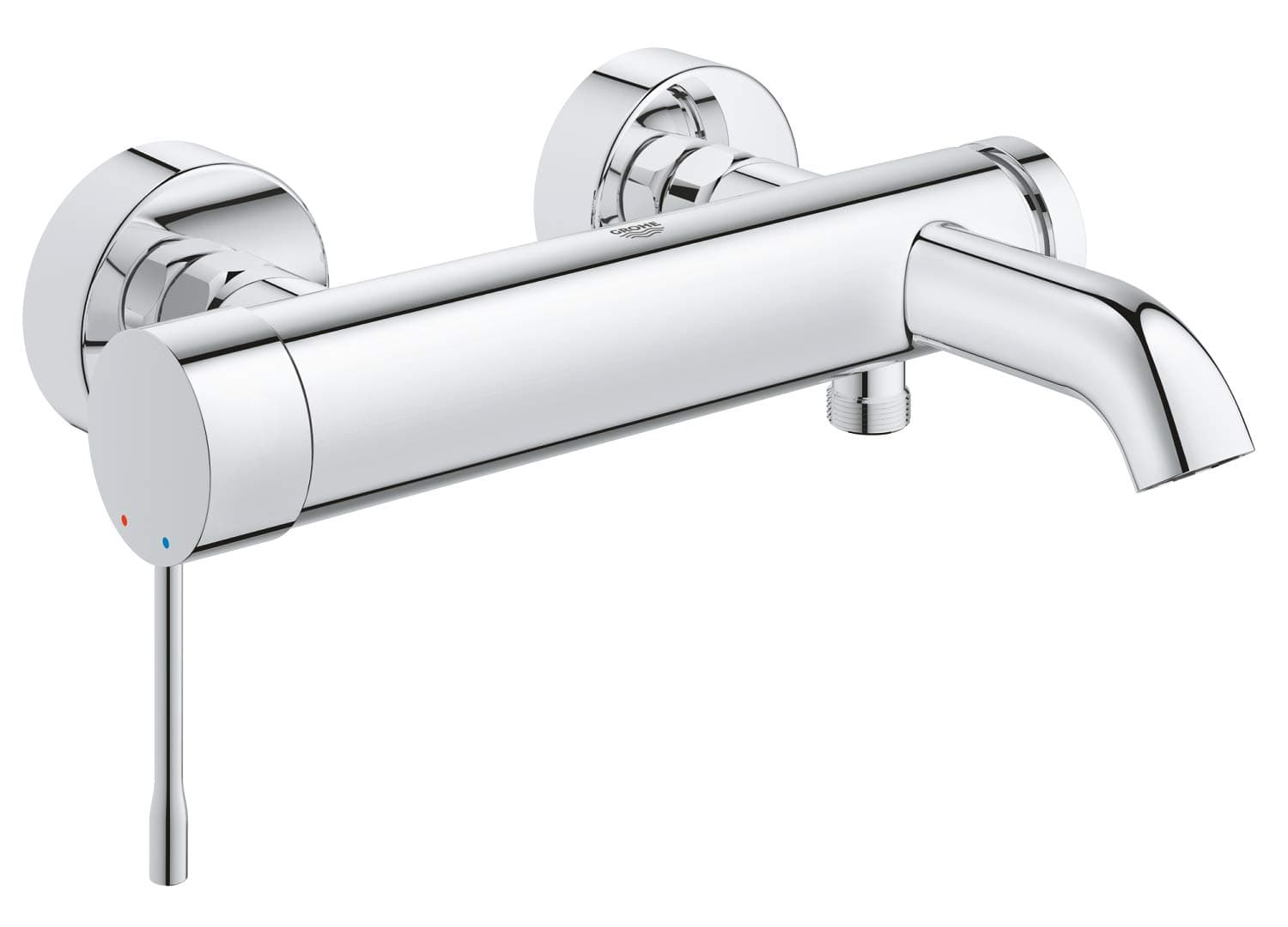 Essence Wall Mounted Exposed Bath Filler Tap (Metal Lever, 35 mm Ceramic Cartridge, Automatic Bath/Shower Diverter, Protected Against Backflow, Min Pressure 1.0 Bar), Chrome, 33624001