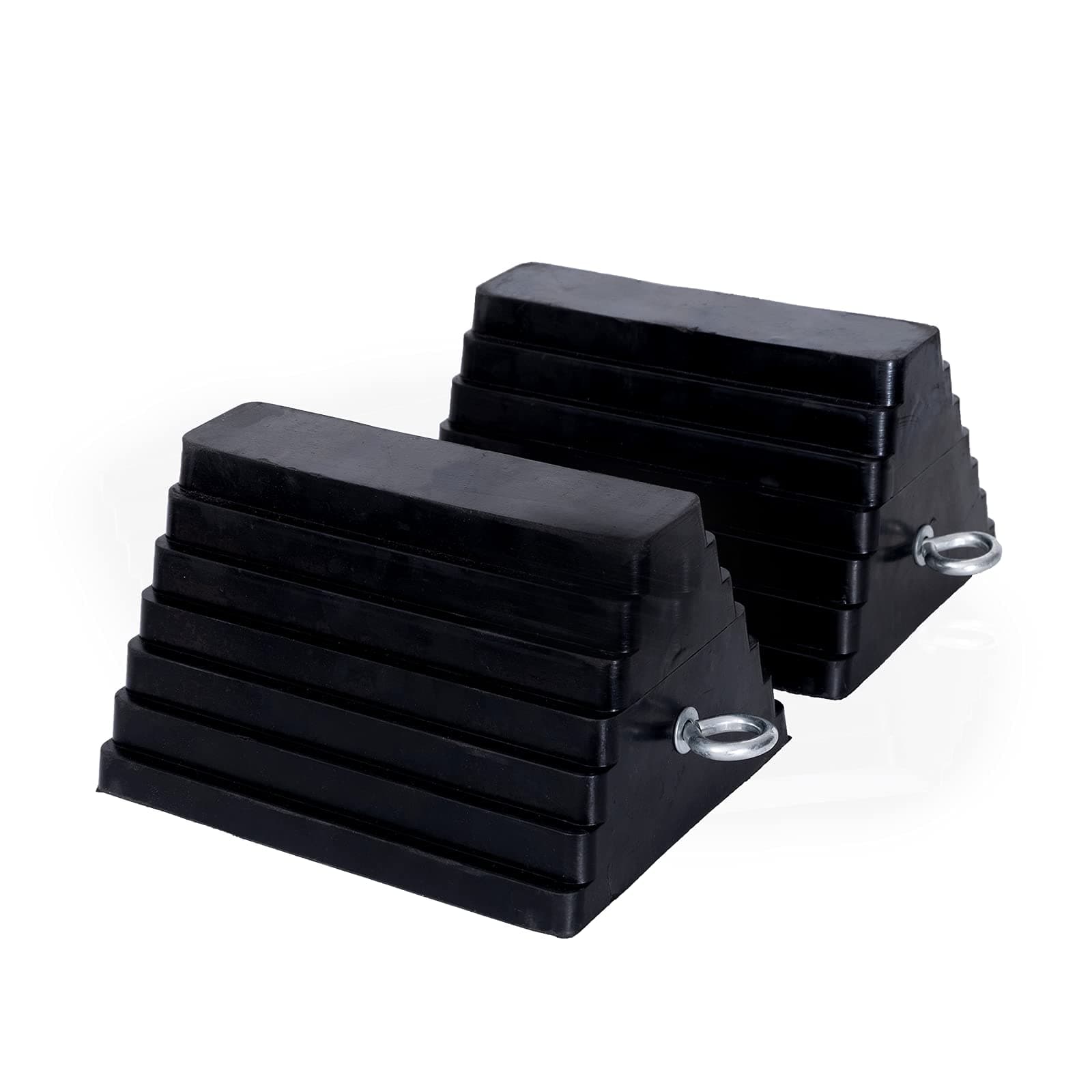 Wheel Chocks Rubber Heavy Duty Wheel Chocks for Travel Trailers with Eyebolt 9.06" x 7.87" x 5.51" 2 Pack(Highlight Black)