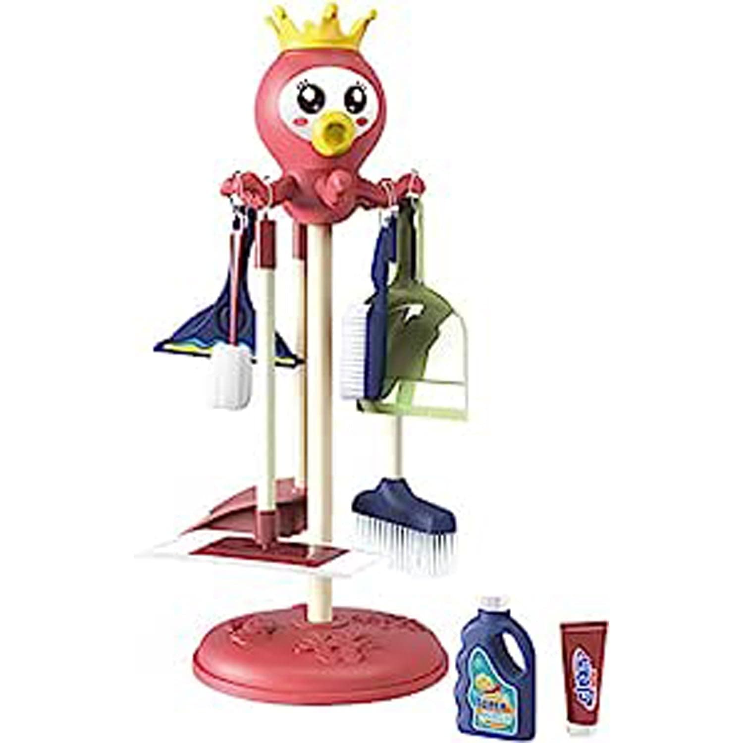 Fitto Pretend Play Free Standing Housekeeping Cleaning Toy Set For Kids with Broom, Mop, Dustpan