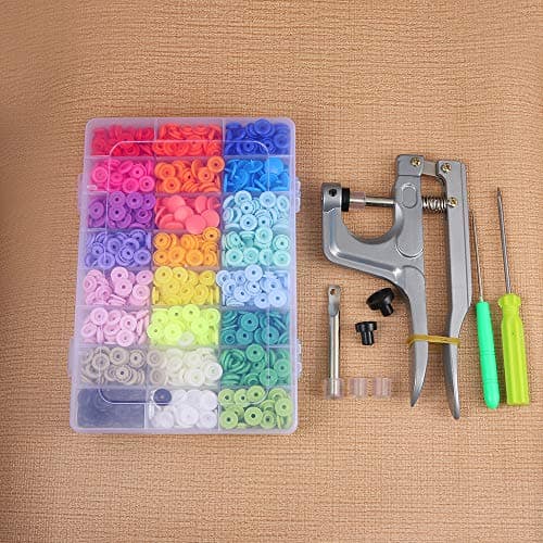 408 Sets Plastic Snap with Snaps Plier Buttons No-Sew T5 Snaps Fastener with Organizer Storage Containers for Bibs Diapers Crafts Curtains Sewing