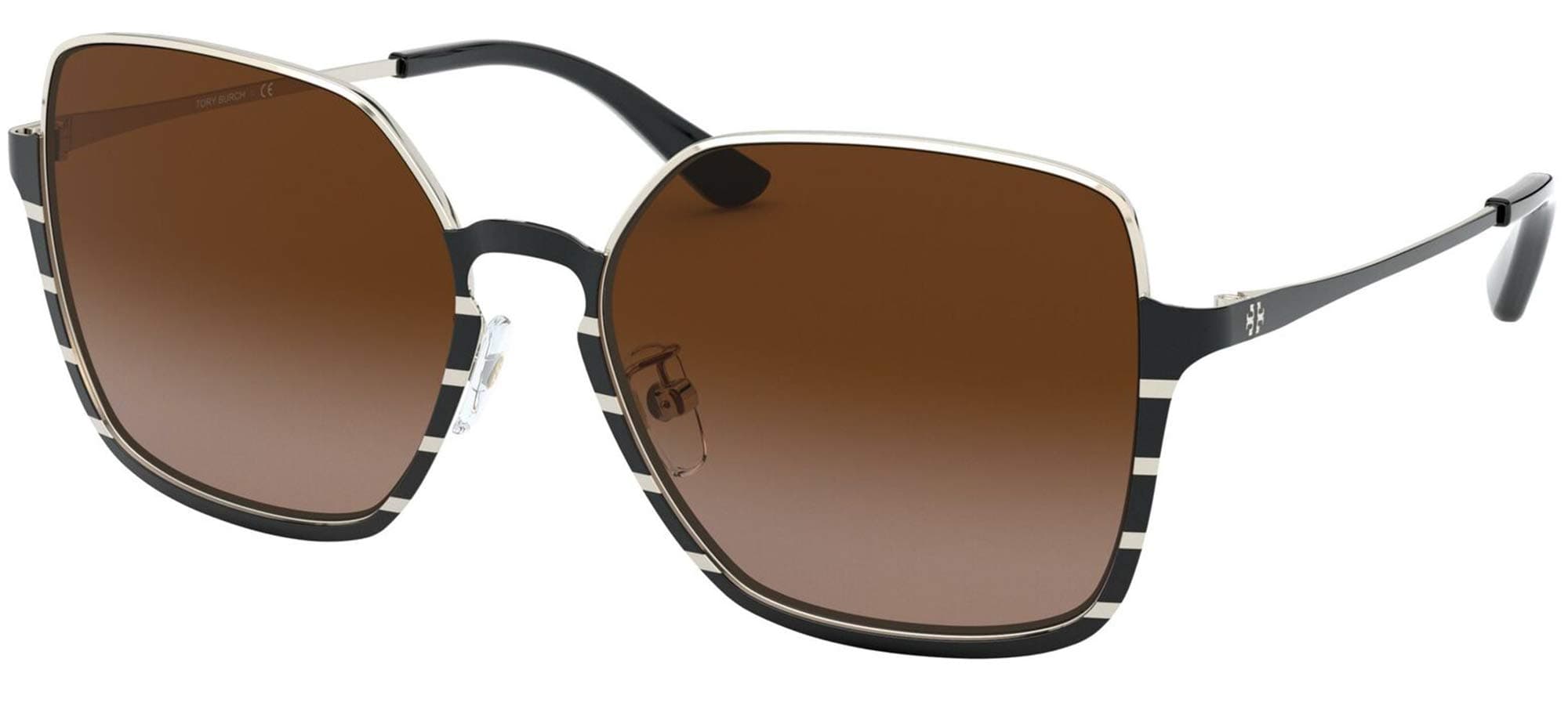 Tory BurchTY 6076-328213 Shiny Silver/Black Strip w/Smoke Gradient 56mm