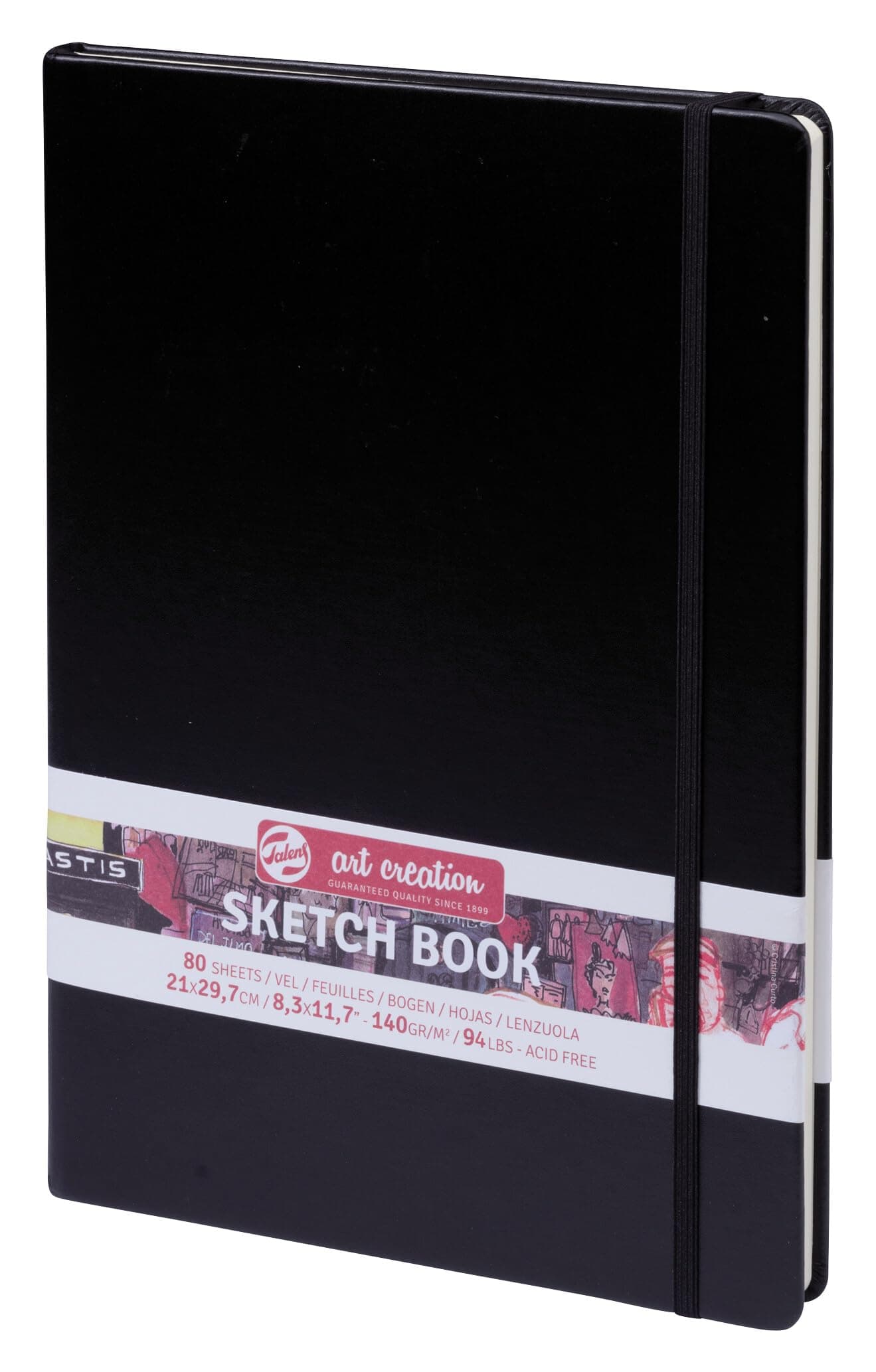 Talens Art Creation Paper - Sketchbook Black 12x12cm 140g 80 Sheets - Ideal for Drawing Journaling Urban Sketching - Acid-Free Cream-Coloured Paper
