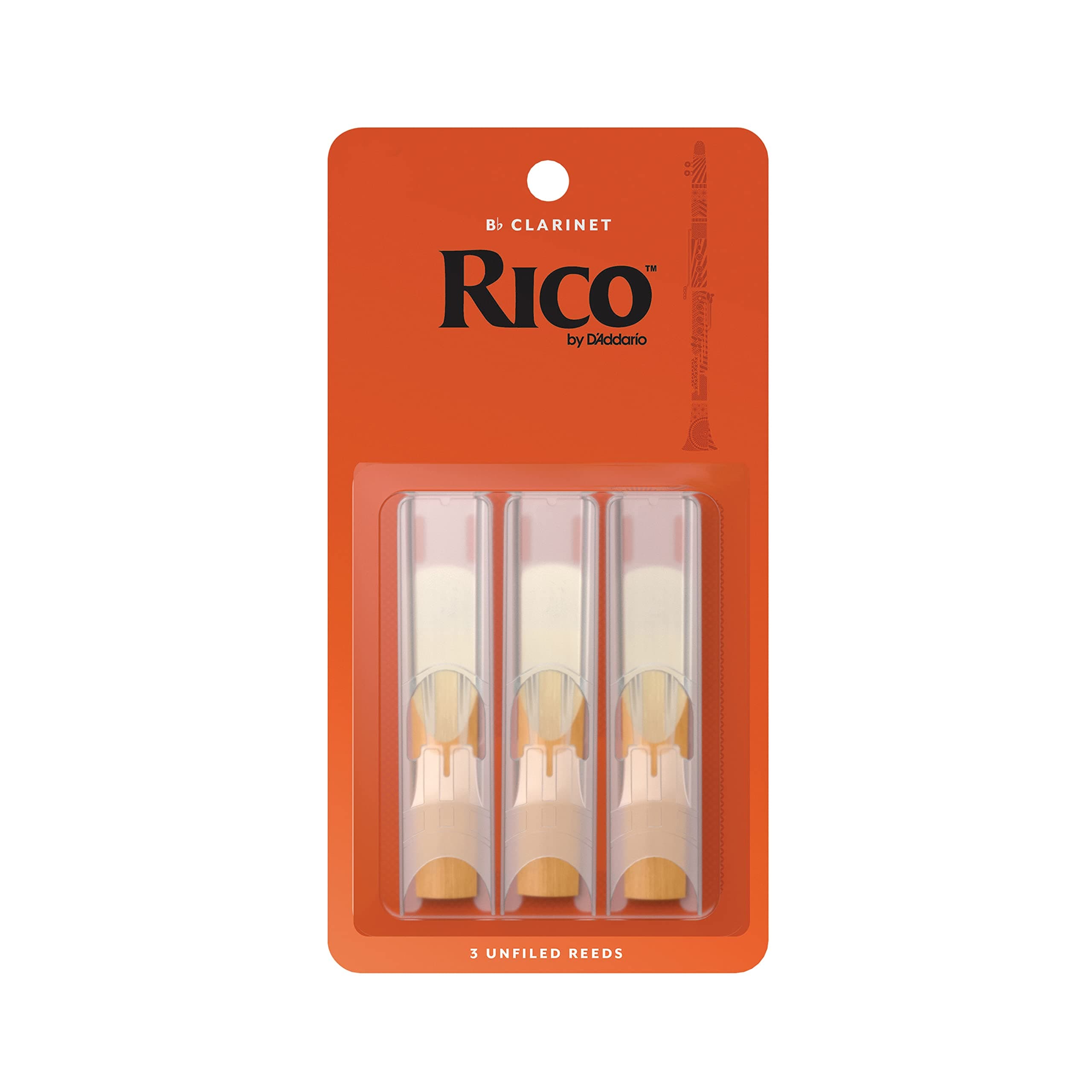 Rico by D'Addario Bb Clarinet Reeds, Strength 1.5, 3-pack