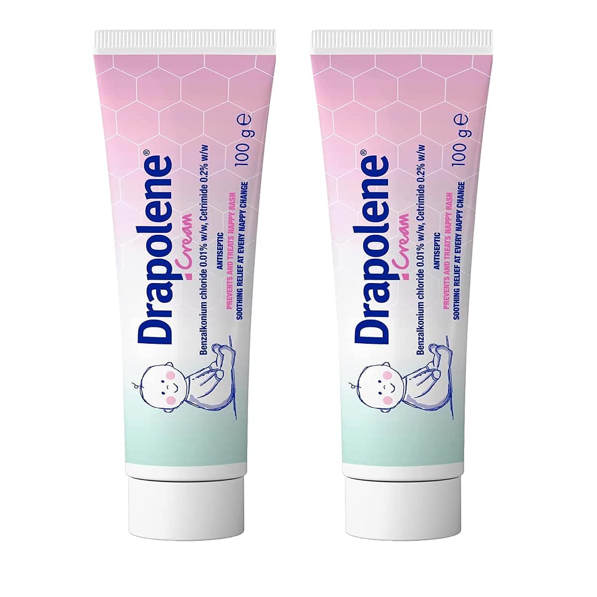 2 x Drapolene® Cream 100g Tube | Prevents and Treats Nappy Rash | Soothes and Protects Baby's Bottom from Newborn Onwards