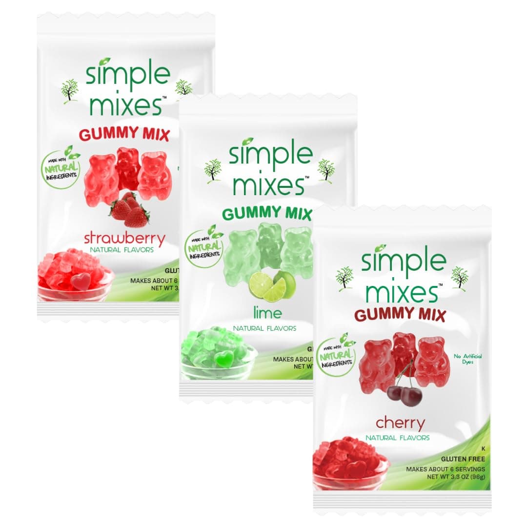Natural Gummy Mix, Healthy Snack, Dye-Free, No Gluten or Fat, Kosher, (3-Pack, Variety)