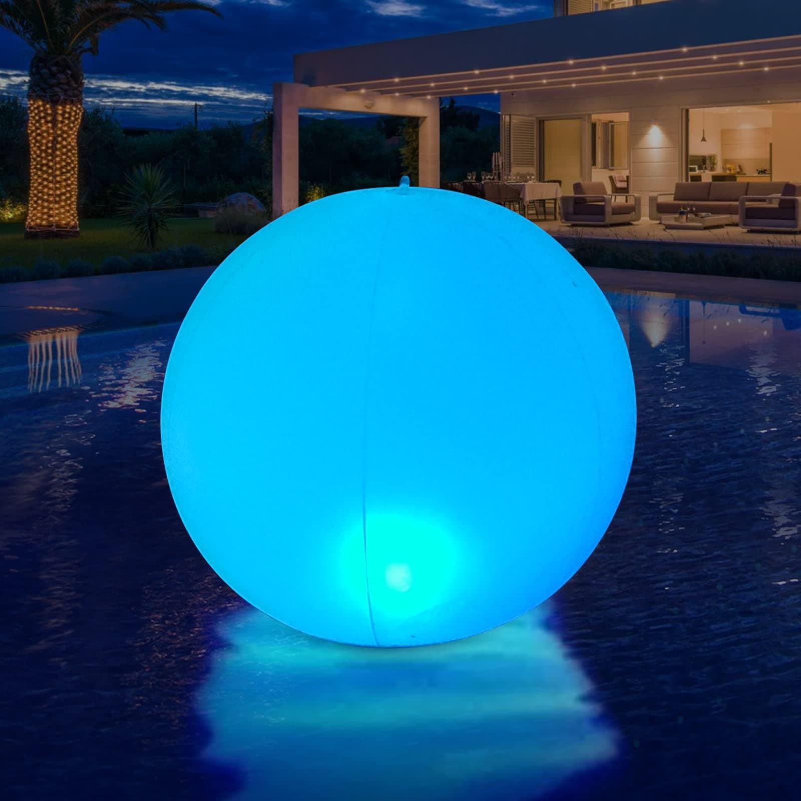 Solar Lights Mood Lamp Color Changing LED Night Light，35cm Inflatable Solar Ball Light IP68 Waterproof Floating Pool Light Decorative Lighting Outdoor Solar Lamp for Garden Backyard Christmas 1PK
