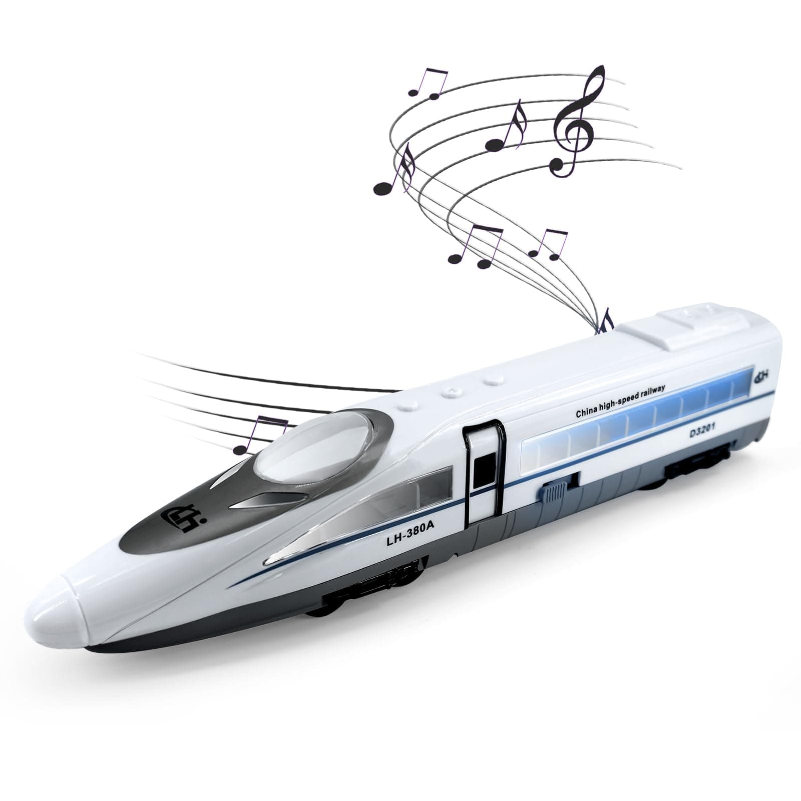 OTONOPI Electric Bullet Train with Lights and Sounds Subway Locomotive Engine High Speed Toy Train Model Inertial Driving Play Vehicle for Kids Age 3+