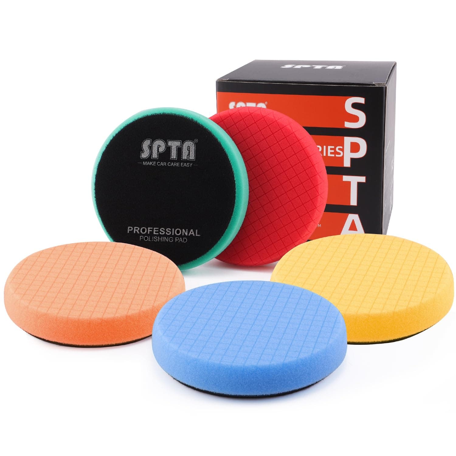 Buffing Polishing Pads, 5Pc 7.5 Inch Face for 7 Inch 180mm Backing Plate, Compound Buffing Sponge Pads Cutting Polishing Pad Kit for Car Buffer Polisher Compounding, Polishing and Waxing