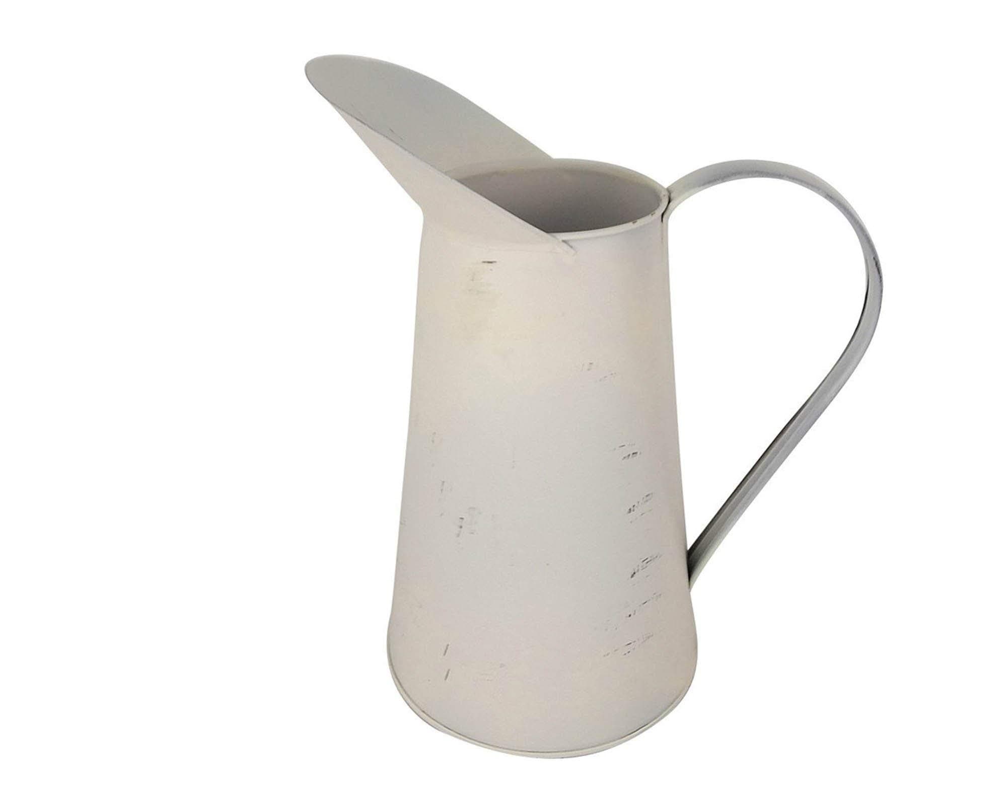 Craft Outlet Inc Craft Outlet 11" Off White Tin Pitcher
