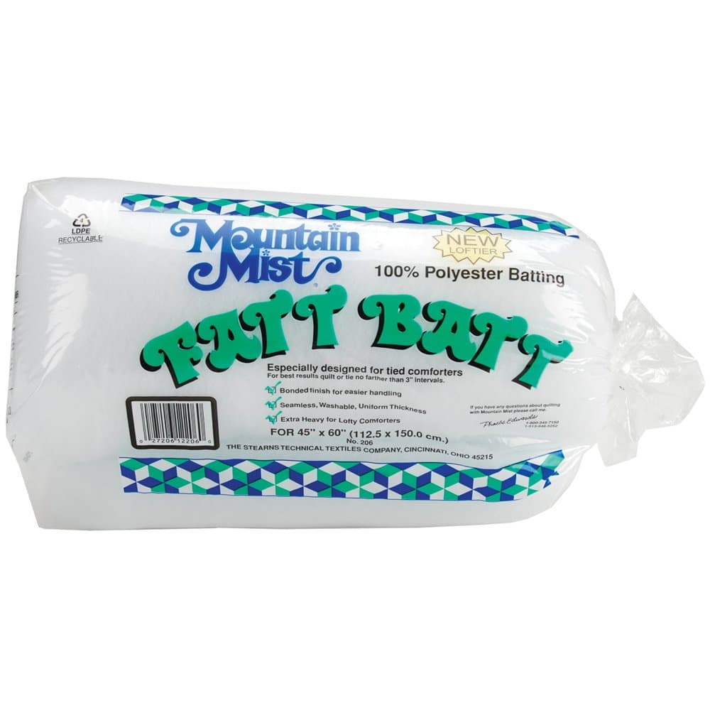 Mountain Mist Fatt Batt Polyester Quilt Batting, Crib/Craft 45-inch-by-60-inch