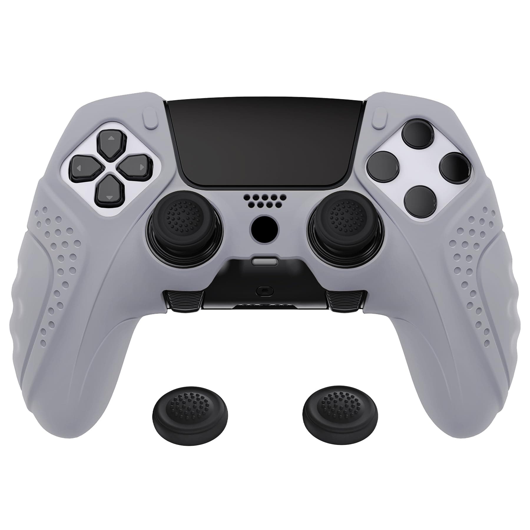 PlayVital Guardian Edition Anti-Slip Ergonomic Silicone Cover Case for ps5 Edge Controller, Soft Rubber Protector Skin for ps5 Edge Wireless Controller with Thumb Grip Caps - Metallic Gray