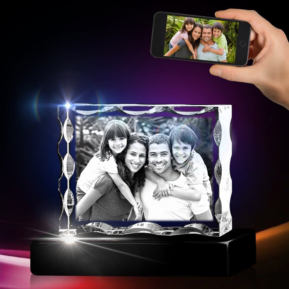 3D innovation Crystal Photo, Personalized Memorial Gifts for Mom, Dad, Wife, Men, Pets, Custom Gift with Your Own Photo, Serrated 2D Picture for Sympathy Gifts for Loss of Loved One
