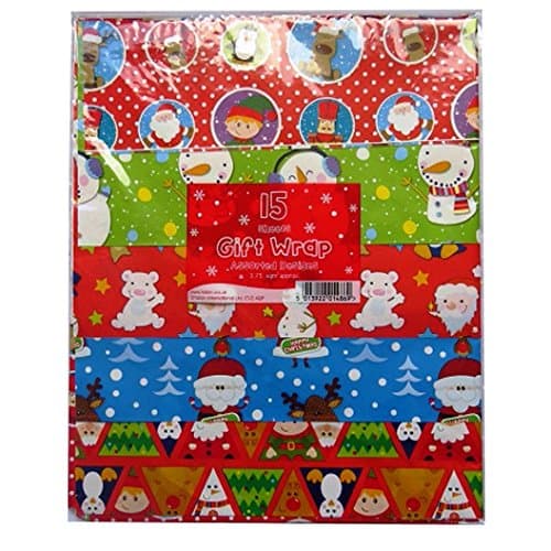 Seasonal Greetings TALLON - 15 SHEETS CHRISTMAS GIFT WRAP - ASSORTED DESIGNS - APPROX 3.75 SQ METRES - 1486
