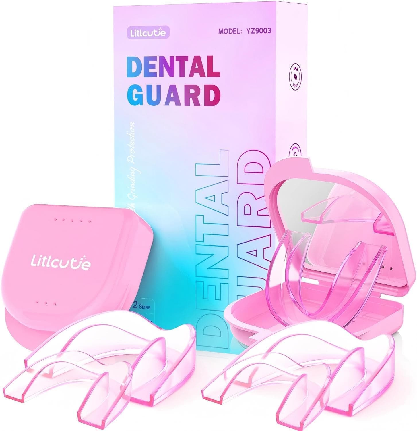 Mouth Guard for Grinding Teeth at Night, Mouth Guard for Sleeping, Mouthguards for Grinding of Teeth, Night Guards for Teeth Grinding, with 2 x 5X Mirror Case (4 Pack/2 Size)