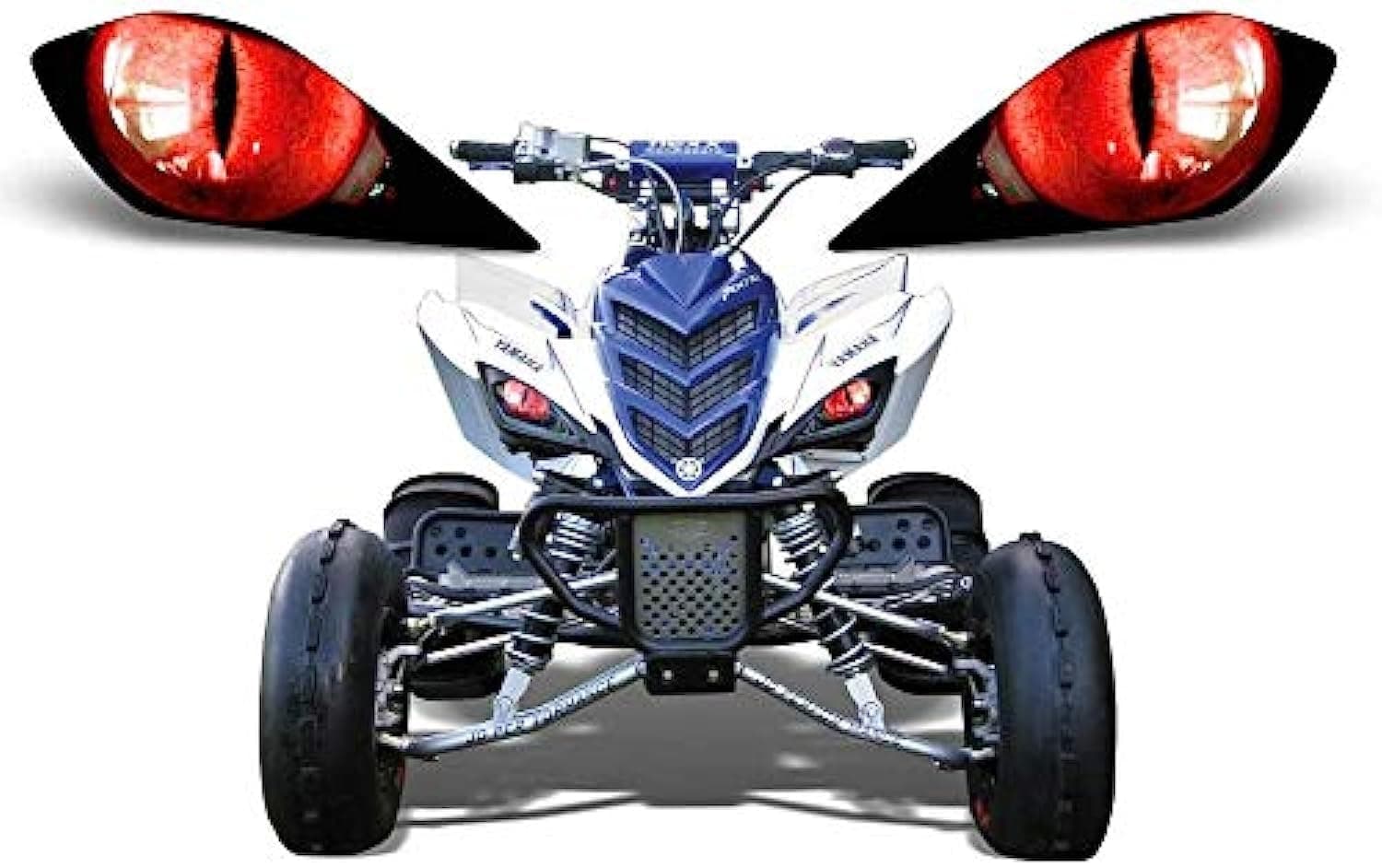 AMR Racing ATV Headlight Eye Graphics Decal Cover Compatible with Yamaha Raptor 700/250/350 - Eclipse Red