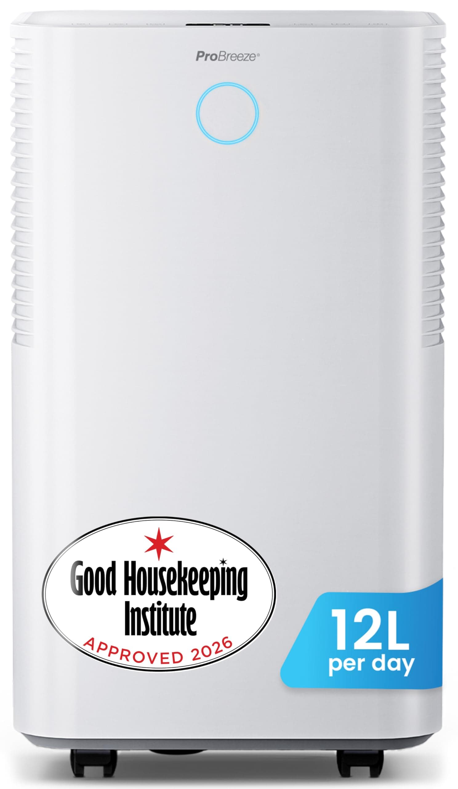 OmniDry 12L/Day Dehumidifier with Automatic Humidity Sensor & Display, 24Hr Timer, Laundry Drying, Continuous Drainage (White, 12 Litre)