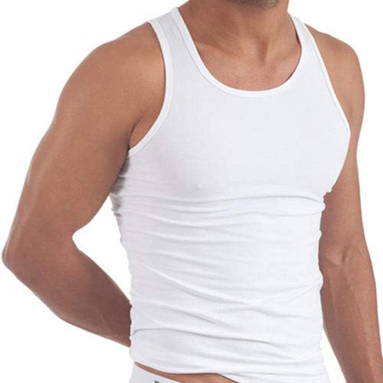 Men's Cotton Vests Tank Tops Slim Fit Summer Top Breathable Sleeveless Shirt, Easy Fit Athletic Wear for Workout, Everyday Use and Training Activities (Pack 1, White, XL)