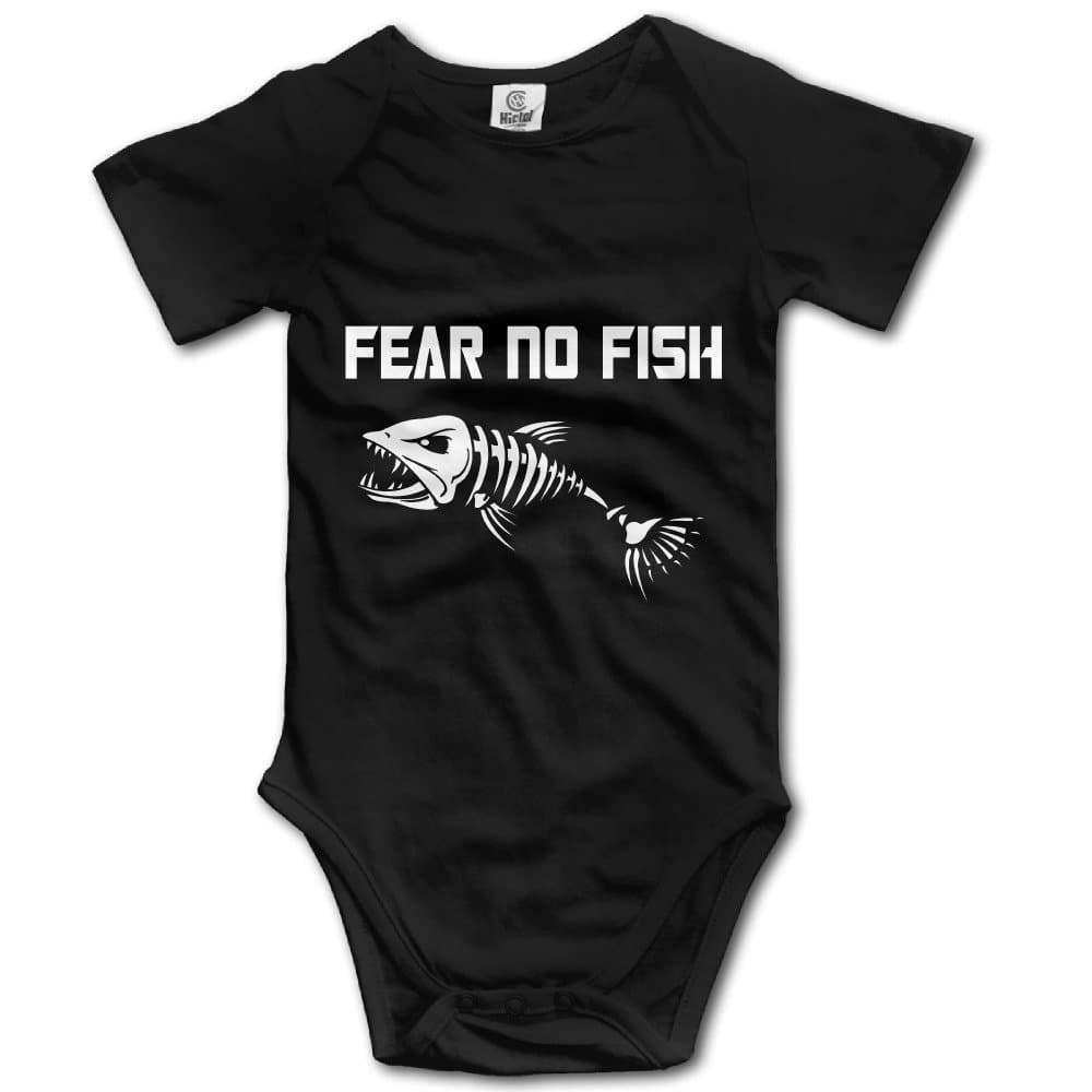 Infants 100% Cotton Short Sleeve Bodysuit Onesies For Fear No Fish Fishing Skull Skeleton