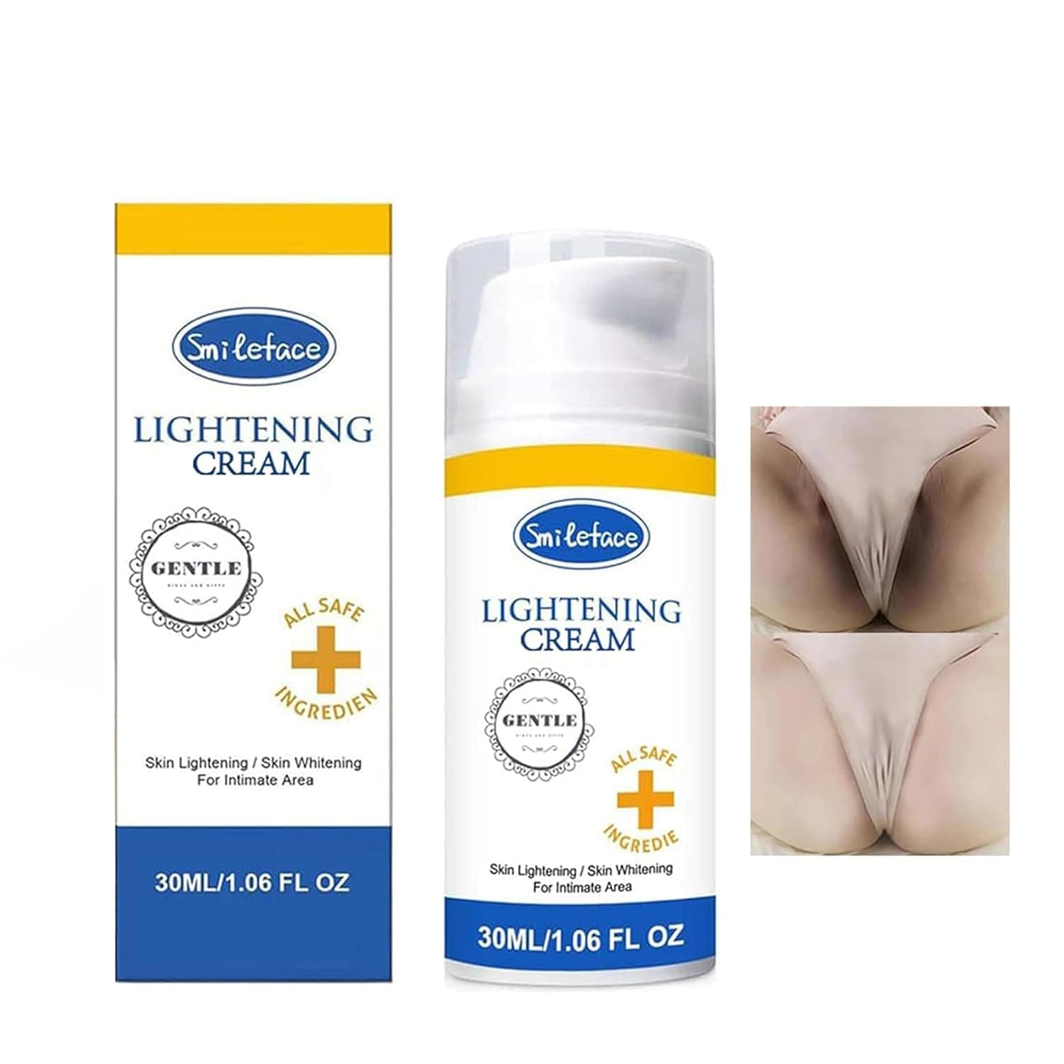 Intimate Areas Skin Lightening Cream for Private Parts, Underarm, Intimate Area, Bikini Area, Inner Thighs, Knees, Elbows, Bleach Skin Bleaching Whitening Cream For Body (1.06 FL OZ)