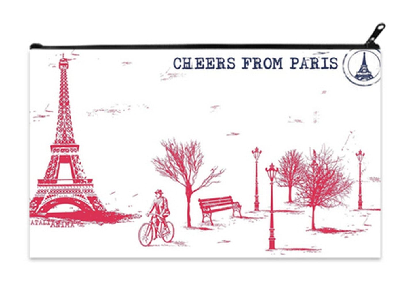 Female Medium Size Cosmetic Makeup Bag Coin Purse Pouch Cash Bags With Fashion Paris Background