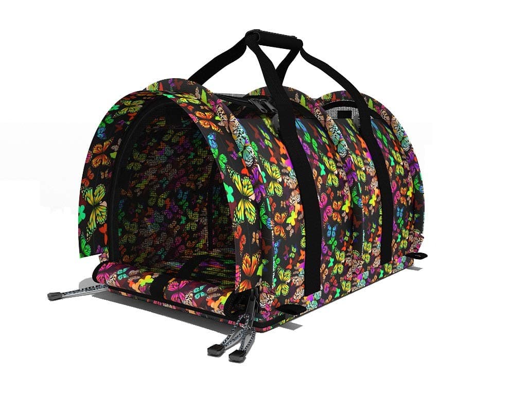 STURDI PRODUCTS SturdiBag Large Flexible Height Pet Carrier (12" x 12" x 18") (Butterflies)