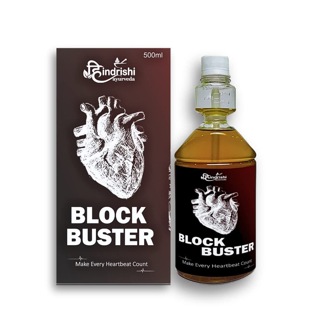 Hindrishi Ayurveda Block Buster for Balance Cholesterol Level, Support Heart Health and BP Control, Weight Management, mixture for Heart Wellness, Sea Buckthorn (Regular Variant, 500ml)