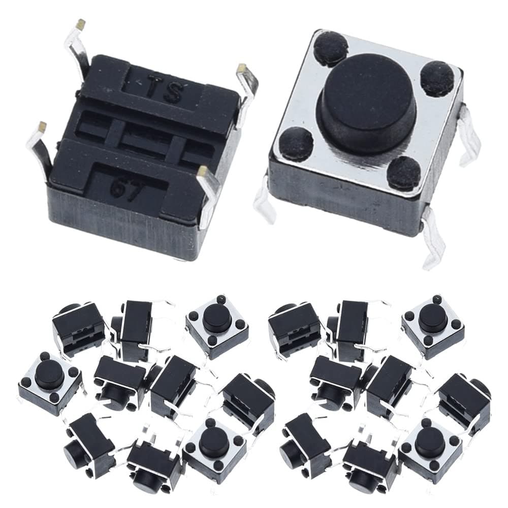 100-Pack 6x6x5 mm Miniature Micro Momentary Tactile Tact Touch Push Button Switch Quality Switch SPST Miniature/Mini/Micro/Small PCB