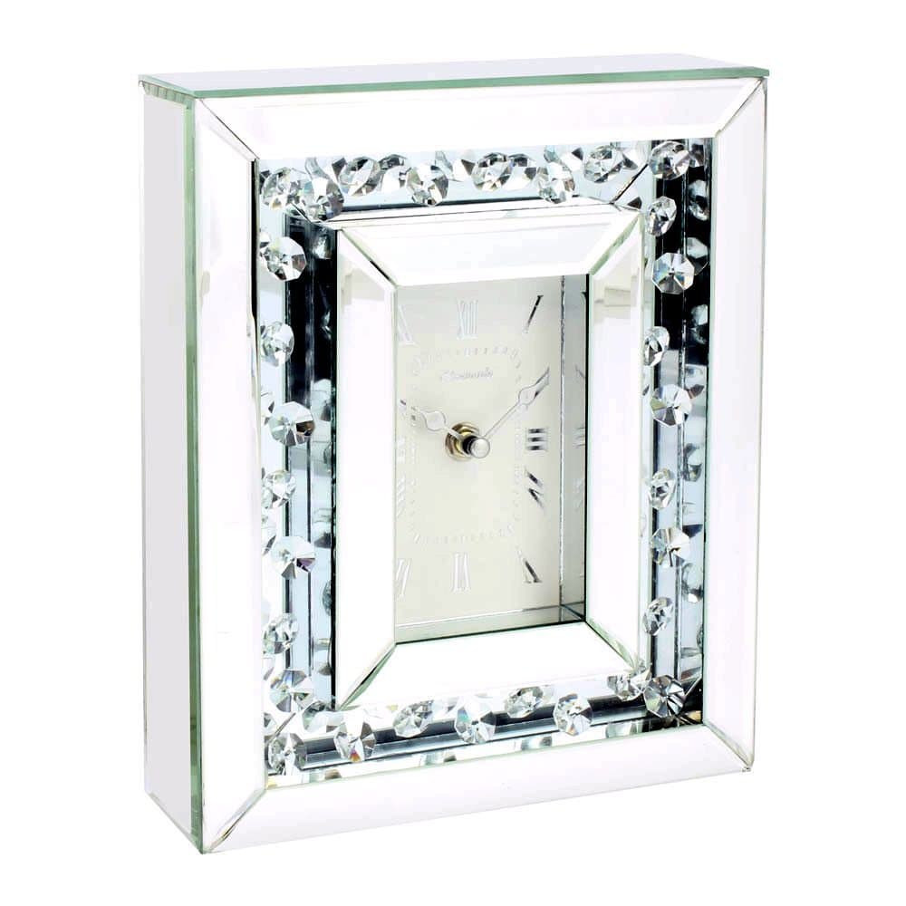 Leonardo Collection Glass Mirror Clock, Silver, 25 x 18 x 15 cm