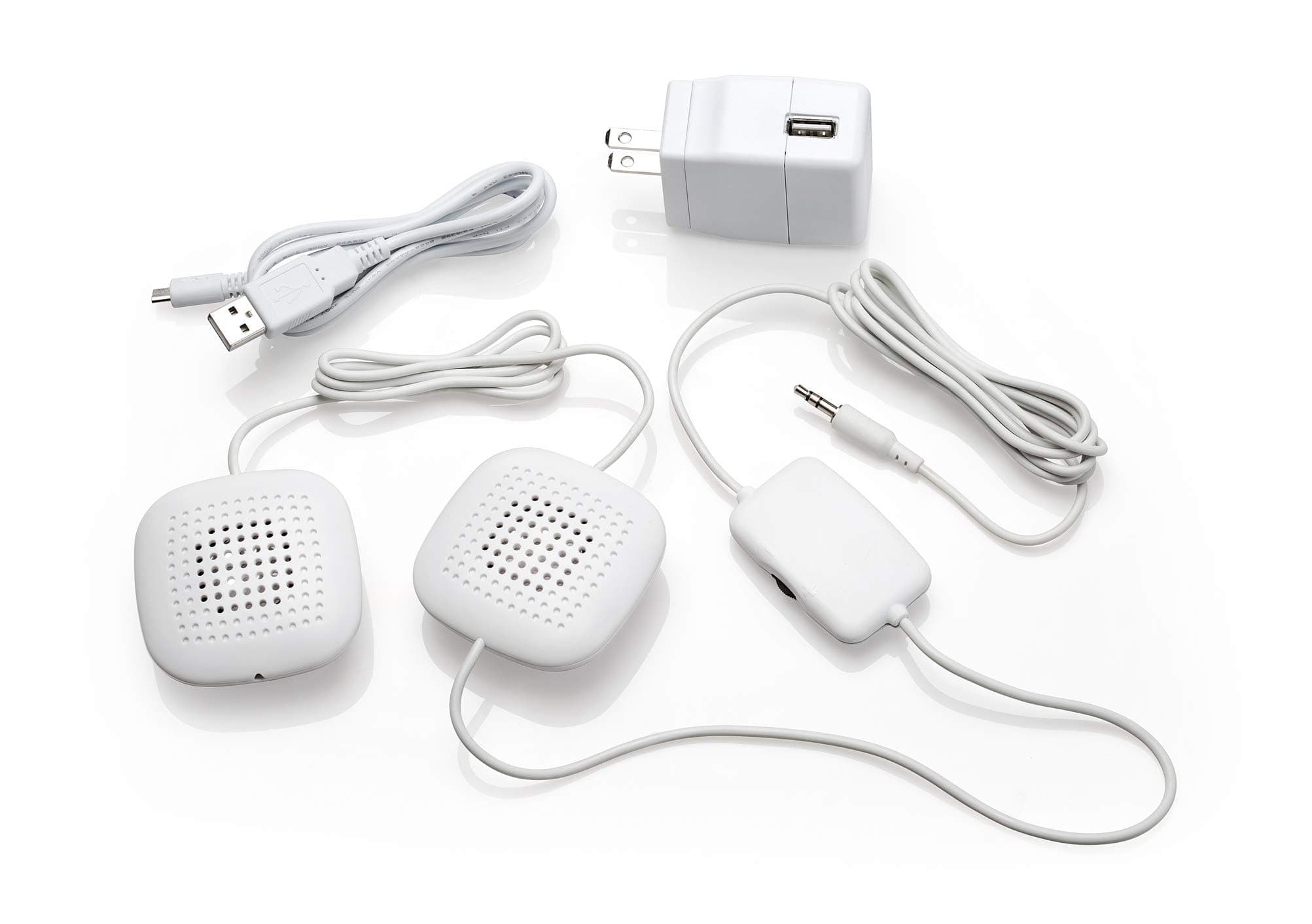 Sound Oasis Amplified Pillow Speakers, 2 Ultra-Thin Hi-Fi Stereo Speakers, Volume Control, Surround Sound for Music, Sleep, Tinnitus Masking, Connects to External Sound Source.