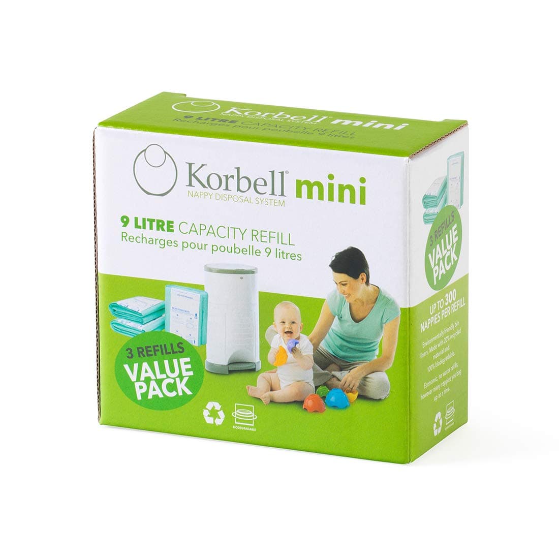 Korbell Mini Nappy Bin 3 Pack Refill