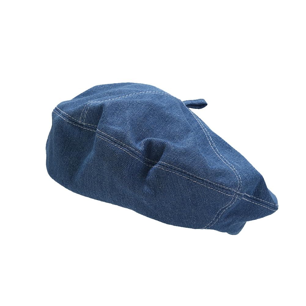 Denim Beret Hat for Women French Style Artist Hat Casual Beanie Cap