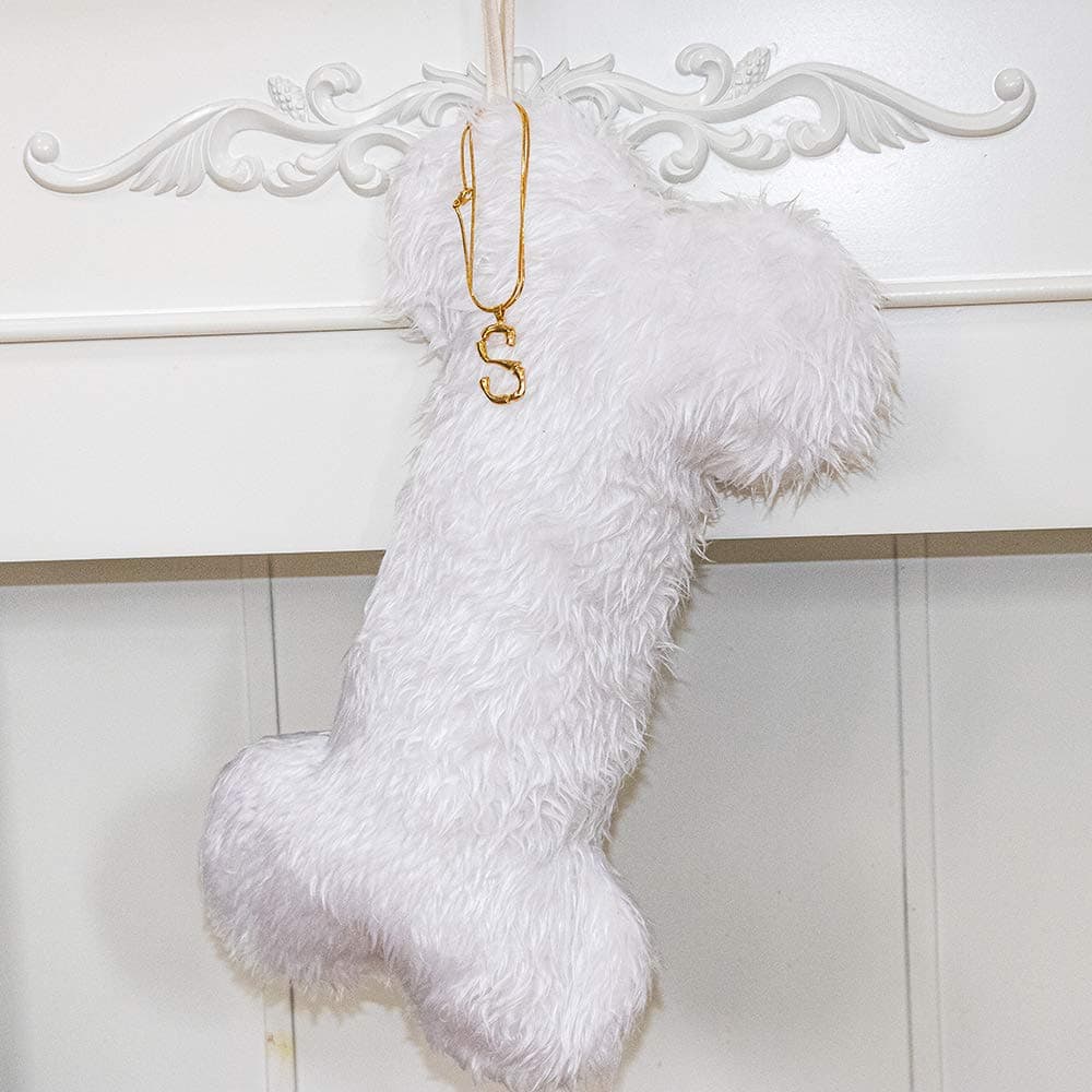 Beyond Your Thoughts Personalized New Pet Dog Christmas Stockings Durable Christmas Ornament Bag for Family Decorations White S